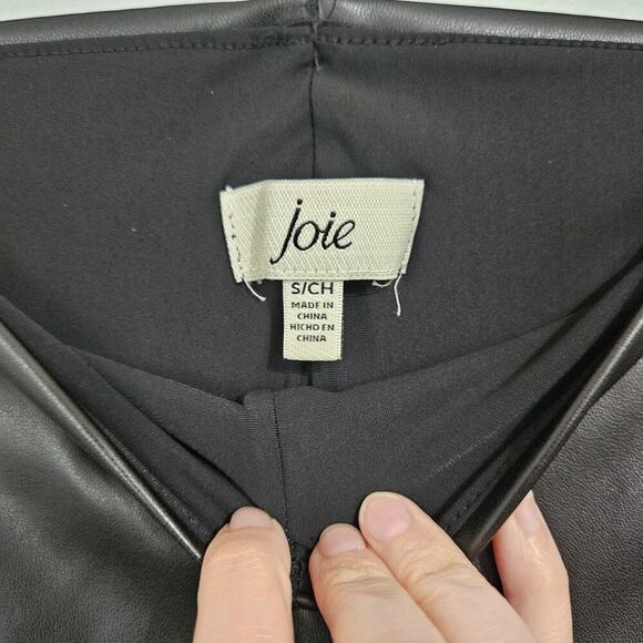 Joie Faux Leather Stretch Leggings Black Shiny Stretch Sz S PullOn Tummy Control - Picture 3 of 4